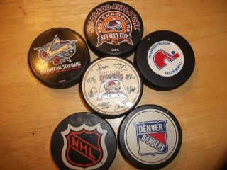 Lot of 6 Hockey Pucks
