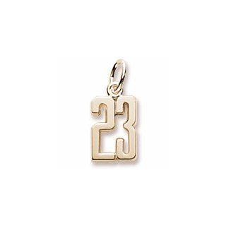 Number 23 Charm in Yellow Gold Jewelry 