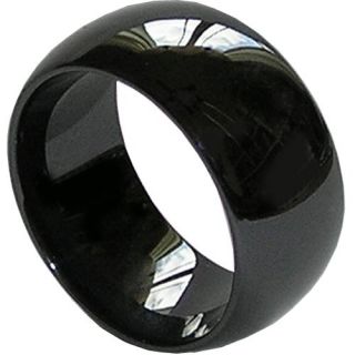 Black Ceramic Ring   10mm Width. Domed & Polished Design. (Avail