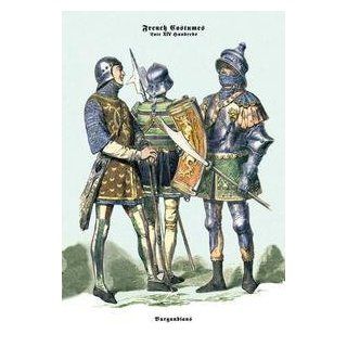 Vintage Art French Costumes Burgundians in Armor #2