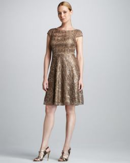 Kay Unger New York Lace Cap Sleeve Cocktail Dress   