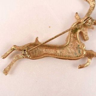 HEDY Vintage Reindeer Christmas Pin Brooch Signed