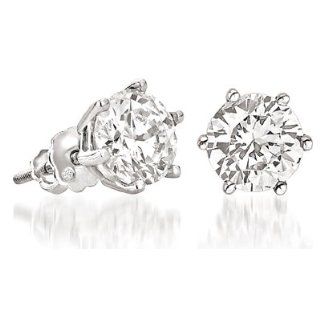 Cubic Zirconia Stud Earrings. 2.5 Carat Total Weight. High Quality