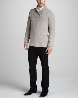 Burberry Brit Shawl Collar Sweater & Slim Black Jeans   