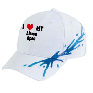 I Love/Heart Lhasa Apso White Splash Hat / Baseball Cap