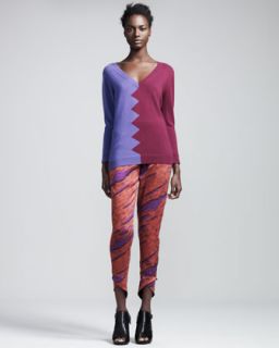 Kelly Wearstler Slither Colorblock Sweater & Spear Printed Silk Pants