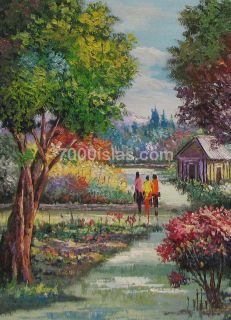 Tagaytay Garden 18x24 Philippine Pinoy Folk Art Oil Painting Laguna