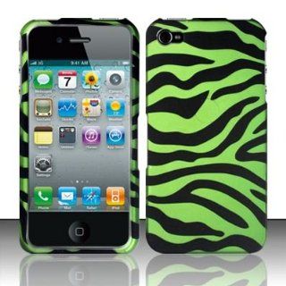 Apple iPhone 4 & 4S Green Cover In Black Zebra Design