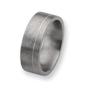 Titanium and Sterling Inlays Satin 8mm Band TB87 9.25 Jewelry 