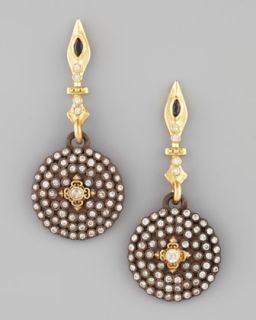 Small Pave Diamond Shield Drop Earrings