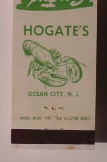 1960s Matchbook Hogates Lobster Ocean City NJ Cape May