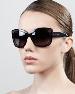 D0G64 Marc Jacobs Thick Rim Cat Eye Sunglasses, Gray/Black