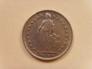 1968 b switzerland 1 franc coin helvetia