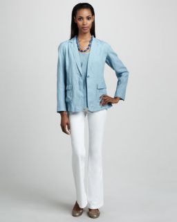 3R2Z Eileen Fisher Linen Blazer, Short Sleeve Linen Gauze Top & Wide