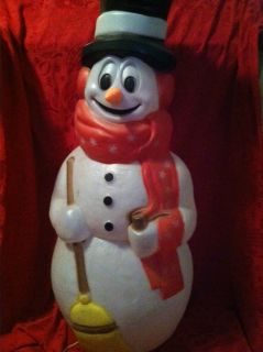 Vintage Christmas Blow Mold FROSTY SNOW MAN NOSE LIGHT Holiday PLASTIC