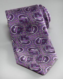 Textured Paisley Silk Tie, Purple