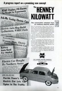1962 Henney Kilowatt Electric Car Original RARE Ad