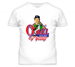Orel Hershiser Retro Baseball Caricature T Shirt