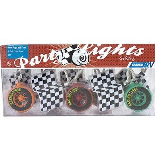 Race Flags and Tires Race Day Party Lights Outdoor Living