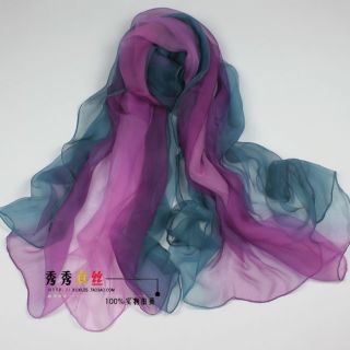 Fast Ship 100 Silk Hand Painted Scarf Purple Teal