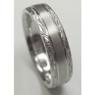 PT6 SE2213 Platinum Hand Carved Wedding Ring Jewelry 