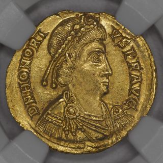 ROMAN EMPIRE HONORIUS RAVENNIA MINT AD 393 423 AV SOLIDUS 4 48g NGC CH