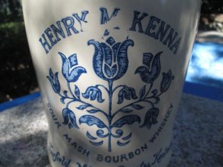 Vintage Henry M Kenna Kentucky Whiskey Stoneware Half Gallon Jug