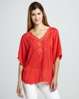 Scalloped Lace Top  Neiman Marcus