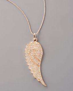 Sydney Evan Diamond Feather Necklace, Rose Gold   