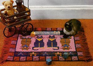 Vintage Rug Making Latch Hook Pattern Gorgeous Striped Tabby Cat Rug