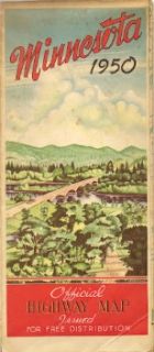 1950 Minnesota Official State Highway Road Map Hibbing