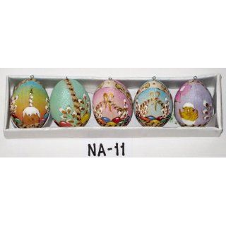 Christmas Ornaments * 5 Eggs * in 21 x 6 cm box * Russian