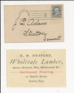 oldhal Boston, Ma/1891/A W Hayford Wholesale Lumber/Flooring/Stratton