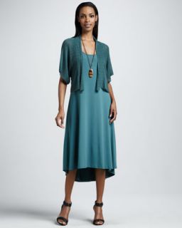 48E5 Eileen Fisher Cropped Kimono Cardigan & Calf Length Dress