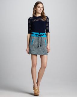 Milly Dakota Dot Stripe Sweater & Raquelle Flared Skirt   Neiman