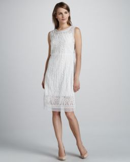 T5MME Catherine Malandrino Embroidered Favorite Sheer Trim Dress, Moon