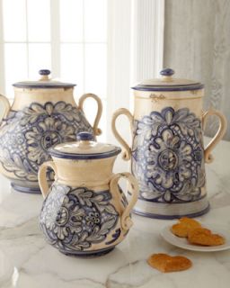  in blue ivory $ 120 00 caff ceramiche hand painted canisters