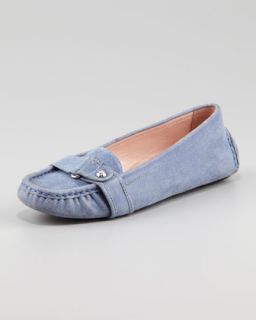 X1FY0 Taryn Rose Caress Patterned Suede Driving Loafer, Dusty Blue