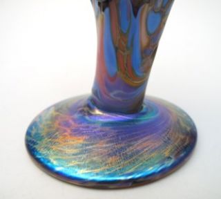 Exquisite Signed Colin Heaney Aus Studio Iridescent Art Glass Goblet