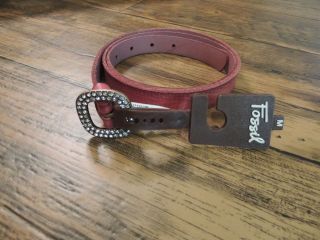 New with Tags Womens Fossil Rhimestones Buckle Sangria Color Sizes MD
