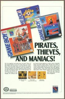 Hook, Soccer & Hudson Hawk video games 1992 print ad / comic ad, Game