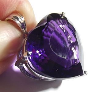 Heart Shaped Amethyst Pendant Large and Sparkly