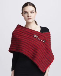 Safety Pinned Waffle Knit Scarf, Red