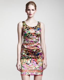 Dolce & Gabbana Printed Stretch Satin Dress   