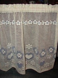 Vintage 1988 Louis Hornick White Blue Curtains