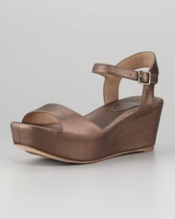  in bronze $ 245 00 eileen fisher metallic leather wedge sandal