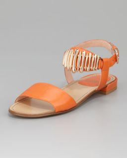  sandal orange available in ojay $ 335 00 stuart weitzman bars ankle