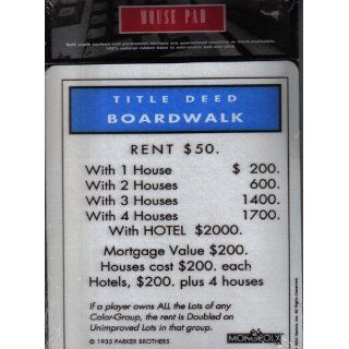 Parker Brothers Monopoly Boardwalk Title Deed Mouse Pad