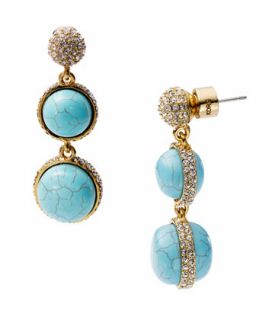 Michael Kors Turquoise Double Drop Earring with Pave Detail   Neiman