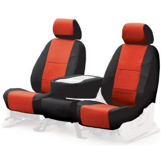 Coverking Custom Fit Front Bucket Seat Cover   Leatherette, Black Red